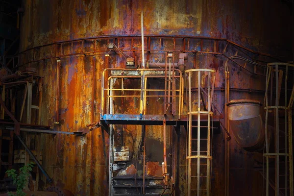 Detail Blast Furnaces Rusty Metal Abandoned Factory — Zdjęcie stockowe