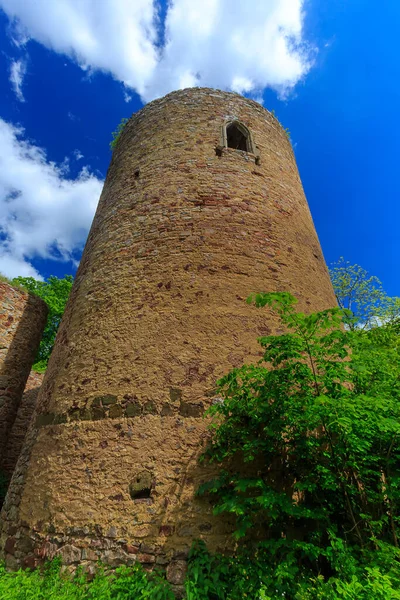 high old brick factory chimney