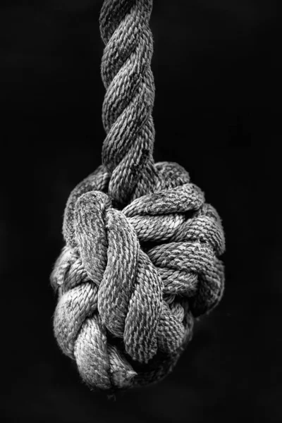 End Knot Big Rope Dark Background — Stock Photo, Image
