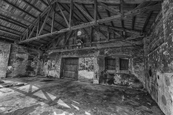 Black White Old Abandoned Factory Urban — Stockfoto