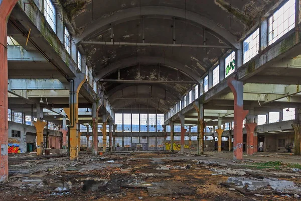 Old abandoned factory, urban background