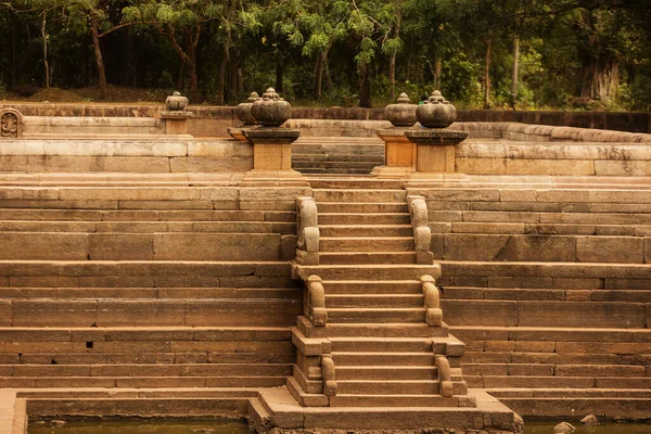 Sri Lanka Anuradhapura Ancient City Kuttam Pokuna Detail Stairs — Stock Fotó