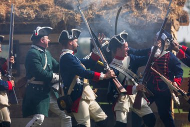 KOLIN, CZECH REPUBLIC - JUNE 16TH, 2019: The historical appearance of the Battle of Kolin between Prussian and Austrian troops played by amateur historical groups