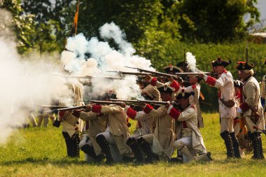 KOLIN, CZECH REPUBLIC - JUNE 16TH, 2019: The historical appearance of the Battle of Kolin between Prussian and Austrian troops played by amateur historical groups