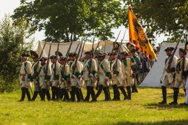 KOLIN, CZECH REPUBLIC - JUNE 16TH, 2019: The historical appearance of the Battle of Kolin between Prussian and Austrian troops played by amateur historical groups