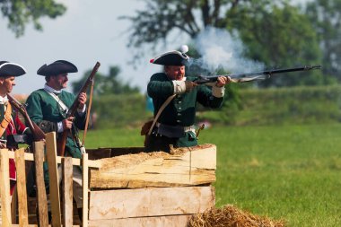 KOLIN, CZECH REPUBLIC - JUNE 16TH, 2019: The historical appearance of the Battle of Kolin between Prussian and Austrian troops played by amateur historical groups