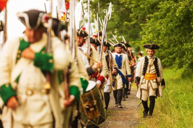 KOLIN, CZECH REPUBLIC - JUNE 16TH, 2019: The historical appearance of the Battle of Kolin between Prussian and Austrian troops played by amateur historical groups