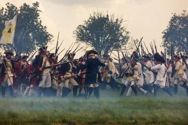 KOLIN, CZECH REPUBLIC - JUNE 16TH, 2019: The historical appearance of the Battle of Kolin between Prussian and Austrian troops played by amateur historical groups