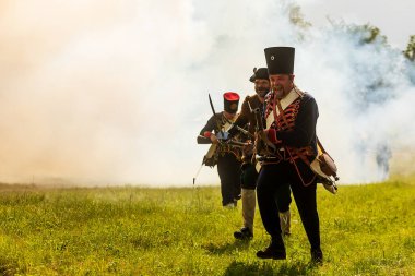 KOLIN, CZECH REPUBLIC - JUNE 16TH, 2019: The historical appearance of the Battle of Kolin between Prussian and Austrian troops played by amateur historical groups