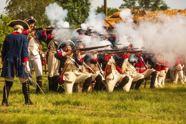KOLIN, CZECH REPUBLIC - JUNE 16TH, 2019: The historical appearance of the Battle of Kolin between Prussian and Austrian troops played by amateur historical groups