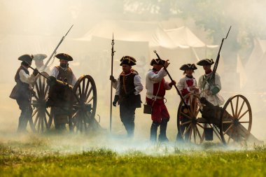 KOLIN, CZECH REPUBLIC - JUNE 16TH, 2019: The historical appearance of the Battle of Kolin between Prussian and Austrian troops played by amateur historical groups