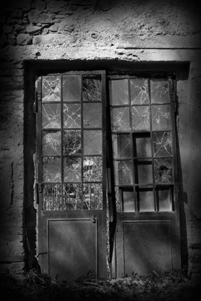 Old Fabric Window Brick Wall — Stock Fotó