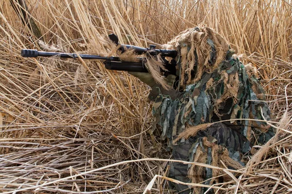 Sniper Camouflage Grass — Fotografia de Stock