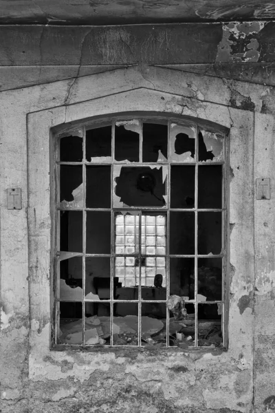 Old broken window, urban background