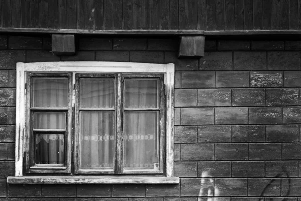 Wooden Windows Old Village House — 스톡 사진