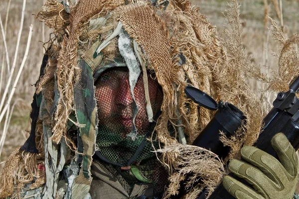 Sniper Camouflage Grass — Stok fotoğraf