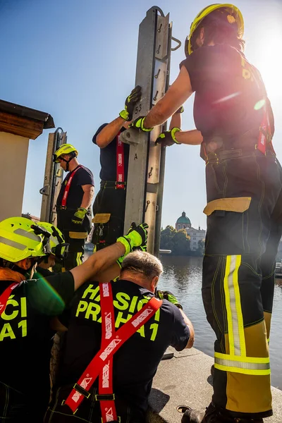 Prague Czechia September 2019 Latihan Semua Komponen Sistem Penyelamatan Selama — Stok Foto