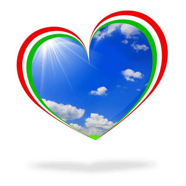 Ιταλία σημαία καρδιά — Φωτογραφία Αρχείου