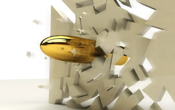 3D bullet penetrating the wall — Stock Photo, Image