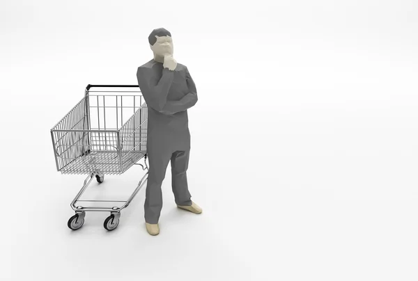 Wat te kopen - crisis - lege winkelen winkelwagen — Stockfoto