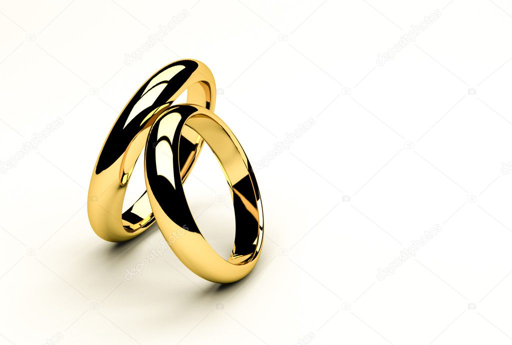 Wedding rings 3D walking together
