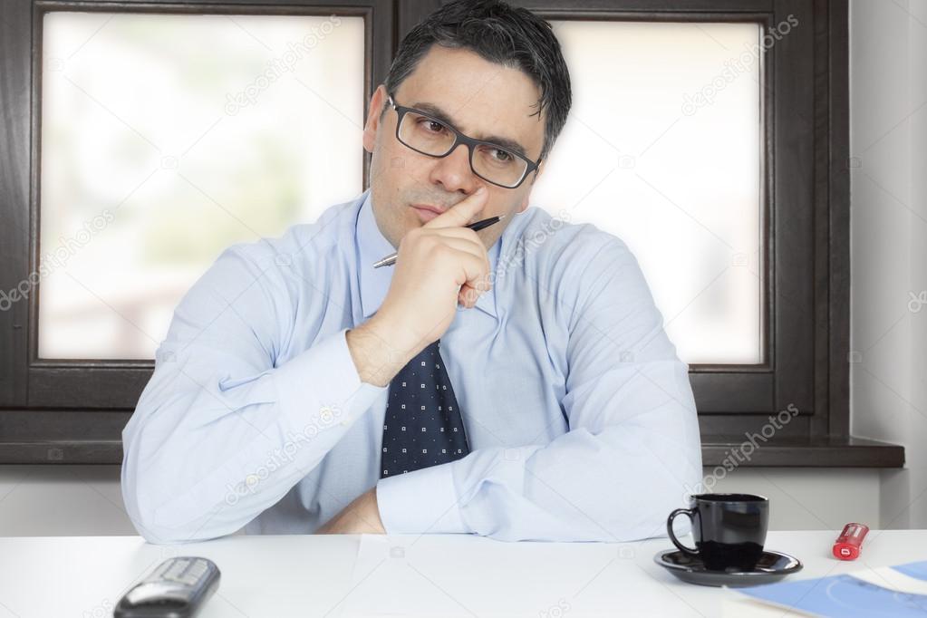 Man in office concerned