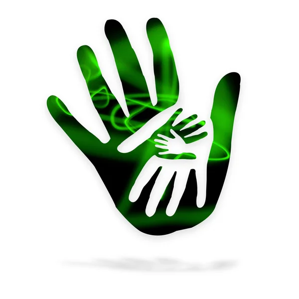 Hands in hands - logo - fantasy — Stock Photo, Image