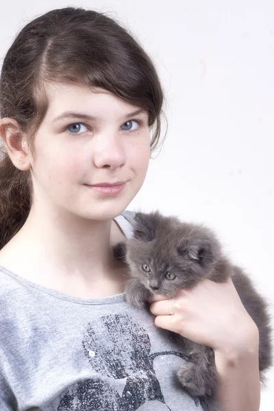 Menina com animal de estimação — Fotografia de Stock