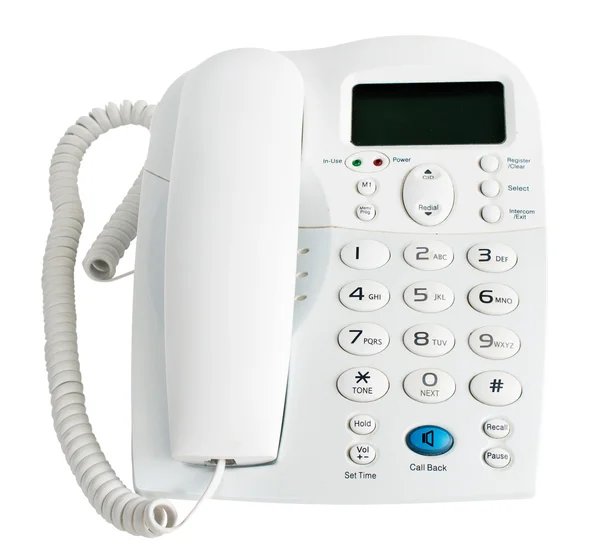 Telefone branco isolado no fundo branco — Fotografia de Stock