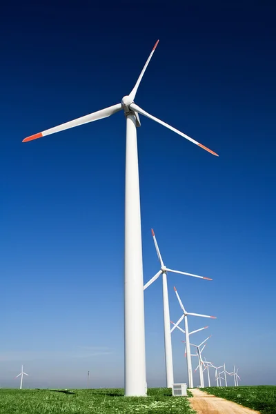 Wind power generators with blue clear sky — Stock Photo, Image