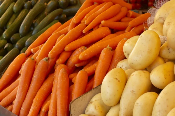 Potatos, carrots and cucumbers — Stock Photo, Image