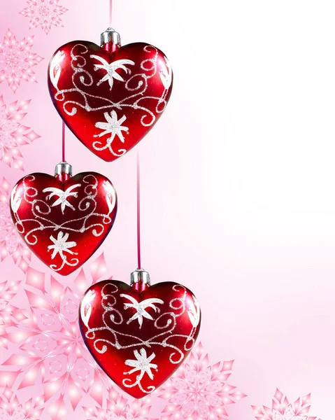 Corazón Rojo Año Nuevo Con Pequeños Lazos Sobre Fondo Azul — Foto de Stock