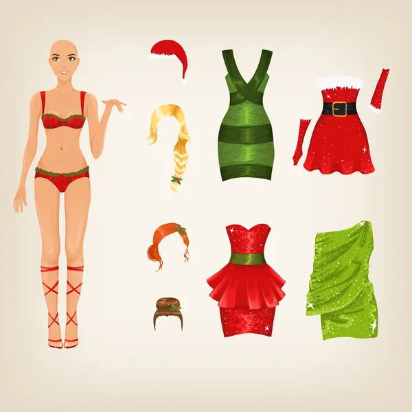 Roupas femininas de Natal — Vetor de Stock