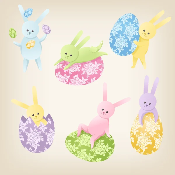 Cute Easter Bunnies — Stock Vector