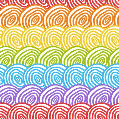 Gökkuşağı doodle daireler ile arka plan