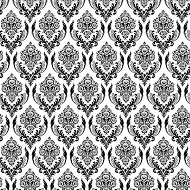 Dikişsiz siyah beyaz damask arka plan