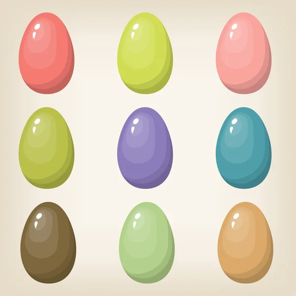 Set de nueve huevos de Pascua — Archivo Imágenes Vectoriales