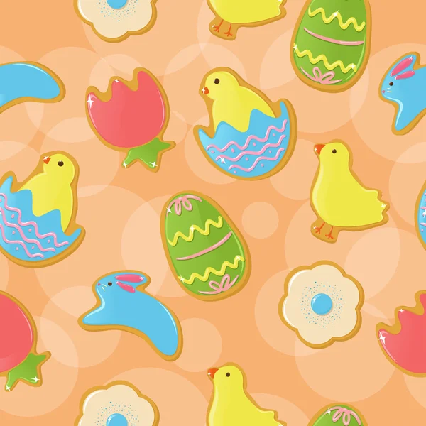 Background with cute Easter themed cookies — Stock Vector