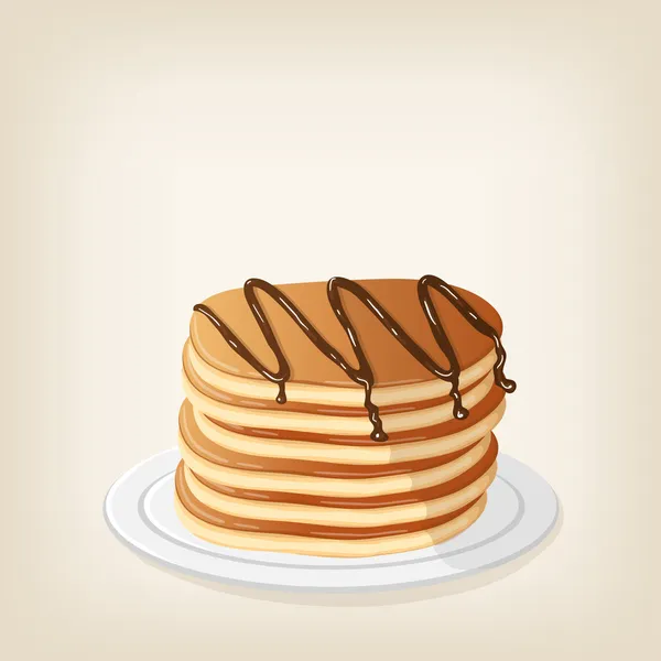 Pancakes with chocolate Syrup — Stock Vector