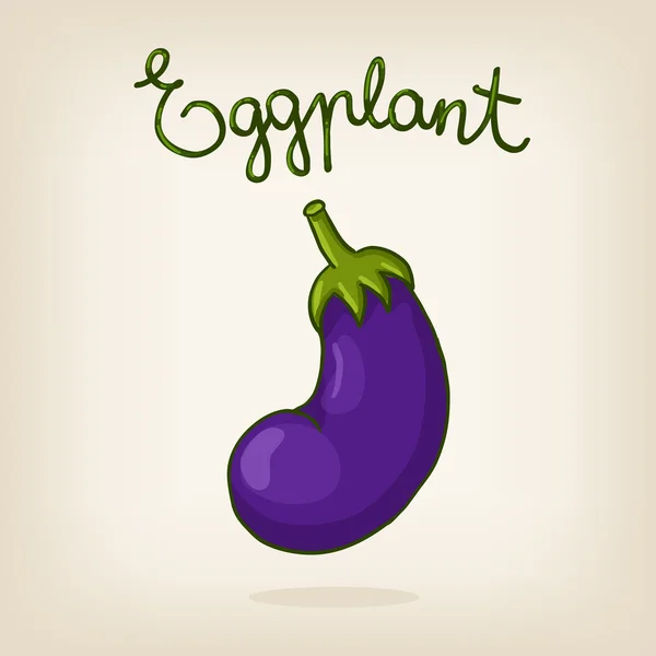 Vector schattig hand getekend glanzende aubergine — Stockvector