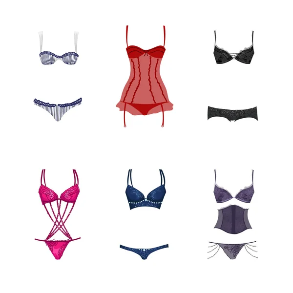 Vector set of very attractive and seductive lingerie — Stock Vector