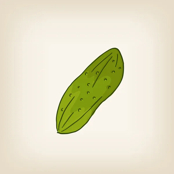 Cute vector green hand drawn cucumber — Stock Vector