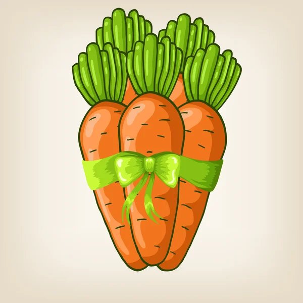 Vector carrots with cute green bow — Stock Vector