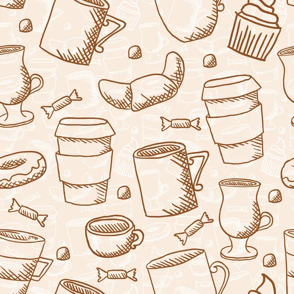 Tasses à café sans couture fond — Image vectorielle