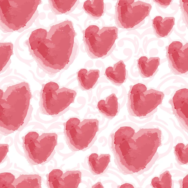 Akvarell hjärtan bakgrund — Stock vektor