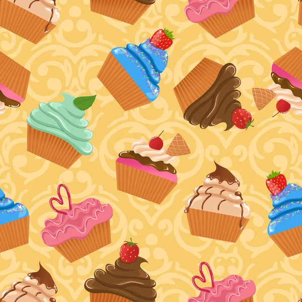 Modèle avec cupcakes — Image vectorielle
