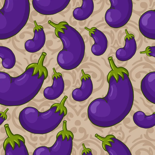 Modèle d'aubergine sans couture — Image vectorielle