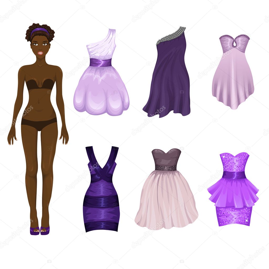 Dress-up doll with dresses assortment