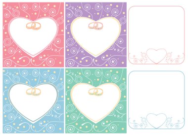 Düğün kartları ve çerçeveler halkalar ile