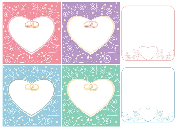 Düğün kartları ve çerçeveler halkalar ile